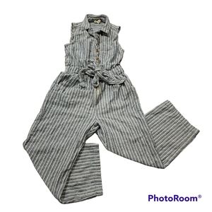Striped short sleeved woven romper, S